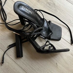 Simmi tie up black croc heels